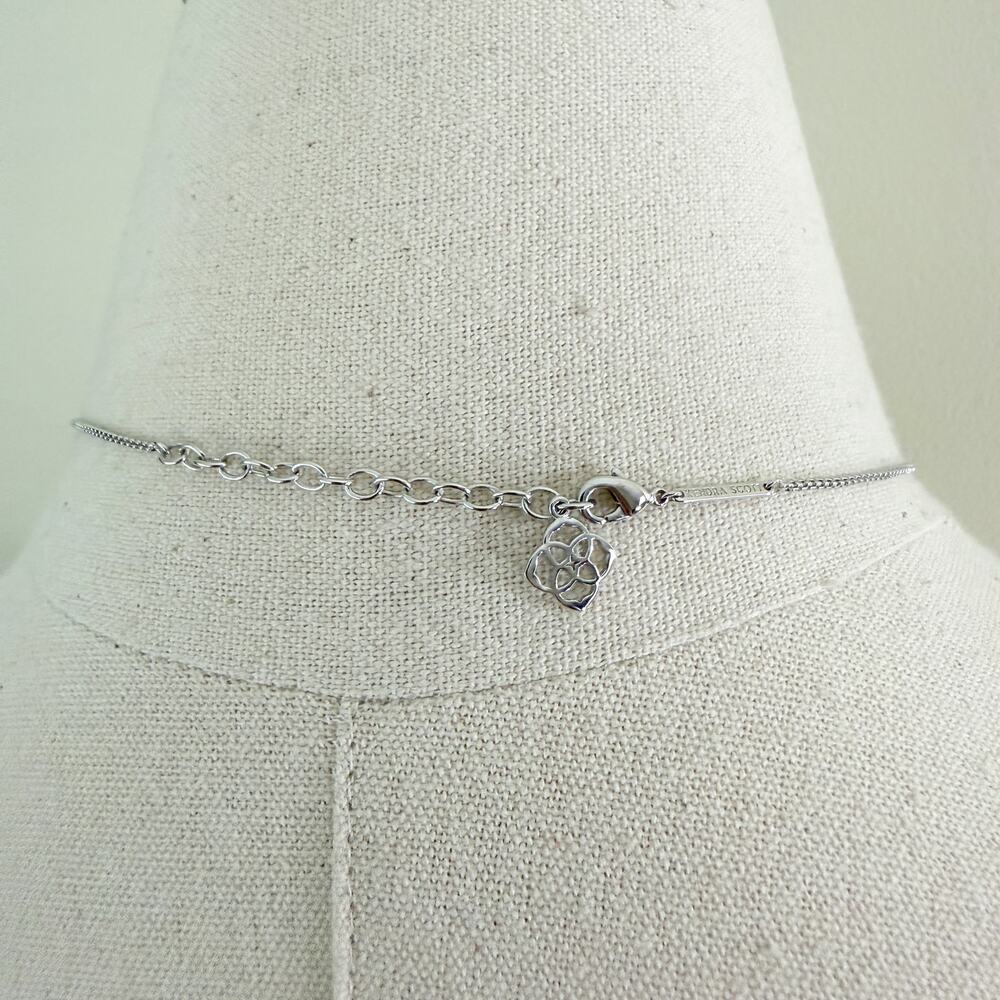 Kendra Scott Silver/Pearlescent White Short Pendant Necklace Lobster Claw Clasp - Picture 3 of 4